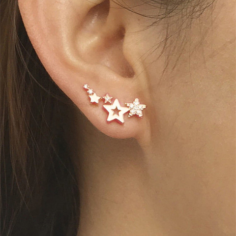 Huitan – boucles d'oreilles en Zircon blanc brillant pour femmes, bijoux tendance, Simple, élégant, étoile, exquis, polyvalent, offre spéciale ► Photo 1/6