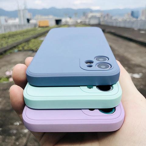 Original de luxe Carré Liquide Étui En Silicone Pour iPhone 12 11 Pro Max Mini XS X XR 7 8 Plus SE 2 Mince Couverture Souple Étui À Bonbons ► Photo 1/6