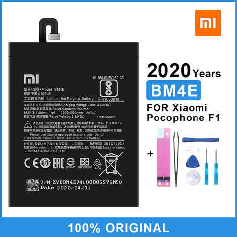 Xiao Mi batterie de téléphone d'origine BM4E pour Xiaomi Pocophone F1 Poco F1 polymère batterie de remplacement 4000mAh avec des outils gratuits ► Photo 1/6