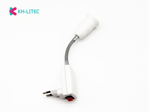 Ca 100 - 240V E27 20CM Flexible support de lampe lampe porte-ampoule blanc Flexible convertisseur On/Off interrupteur adaptateur prise EU Plug ► Photo 1/6