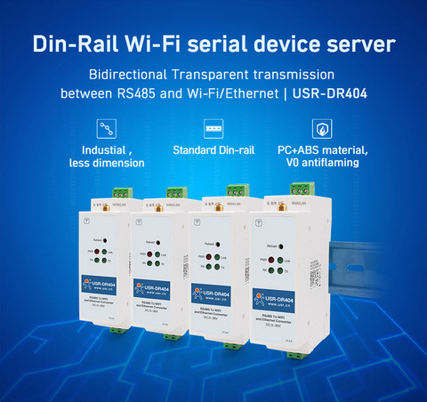 Convertisseur Wifi série RS485 vers serveur ethernet rj45 Din rail, 1 pièce, prise en charge des protocoles réseau TCP IP UDP ► Photo 1/2