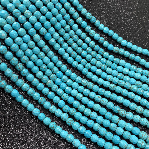 Perles en pierre Turquoises, rondes, amples, isolantes, semi-finies, pour la fabrication de bijoux, accessoires pour colliers et bracelets, DIY ► Photo 1/6