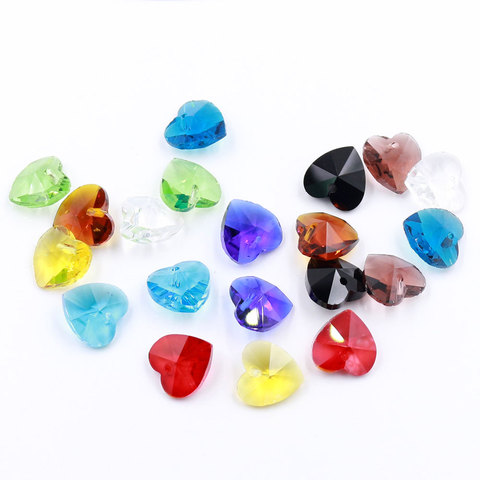 10/14mm breloques en verre coeur à facettes perles autriche cristal amour pendentifs pour bijoux accessoires boucle d'oreille bricolage faisant couture ► Photo 1/6