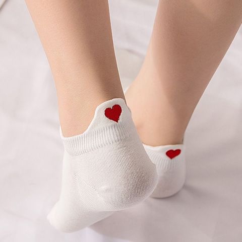 2 pièces/paire filles chaussettes confortable motif coeur coton décontracté respirant cheville chaussette bateau chaussettes court mode femmes fête rendez-vous ► Photo 1/6