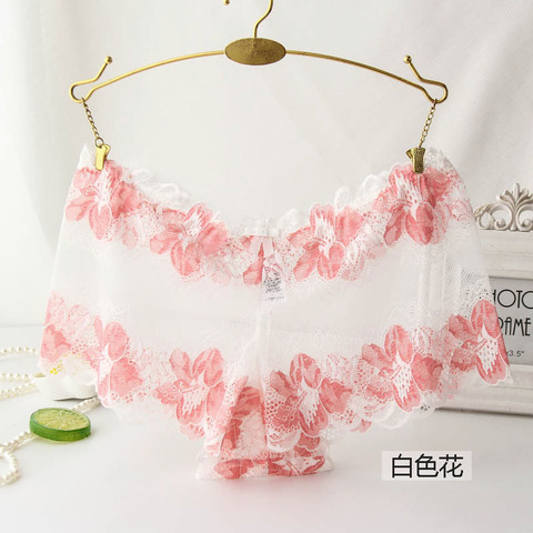 Sous-vêtements tendances femmes Sexy dentelle culotte coton entrejambe taille basse respirant Transparent sans couture femmes sous-vêtements slips XXXXL ► Photo 1/6