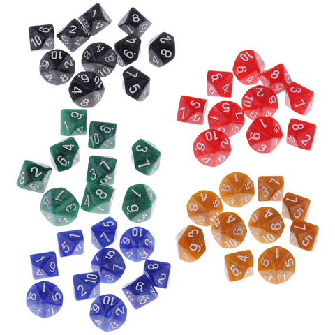 10 pièces Dices 10 faces pour donjons et Dragons mdn RPG MTG jeux de Table D10 dés-5 couleurs au choix ► Photo 1/6