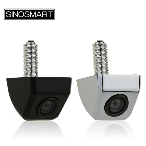 SINOSMART universel Parking inversant caméra de recul pour voiture véhicule métal Chrome boîtier noir petite taille lentille en verre ► Photo 1/4