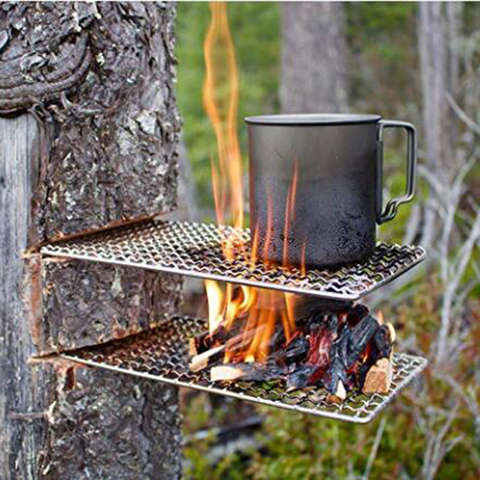 Grille de camping carré en acier inoxydable 2022 maille de barbecue en bois de chauffage simple, outils d'extérieur, nouveauté 304 ► Photo 1/6