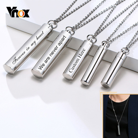 Vnox urne pendentif pour hommes femmes, Tube creux mémorial cendres fiole, acier inoxydable souvenir parfum support pendentif, crémation cadeau ► Photo 1/1