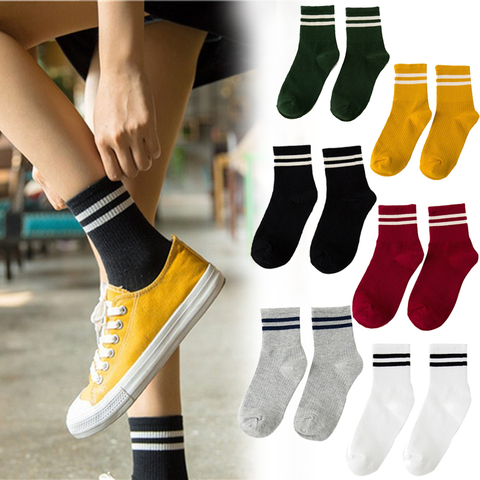 1 paire mode cheville rayé coton mélange femmes filles Sport décontracté chaussette bonneterie doux court chaussettes Style de rue ► Photo 1/6