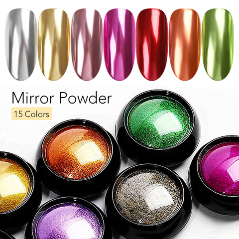 Poudre de Pigment pour les ongles, miroir de couleur métallique pour vernis à ongles, couleur Rose, or, argent, pailleté, pour Nail Art, UV ► Photo 1/6