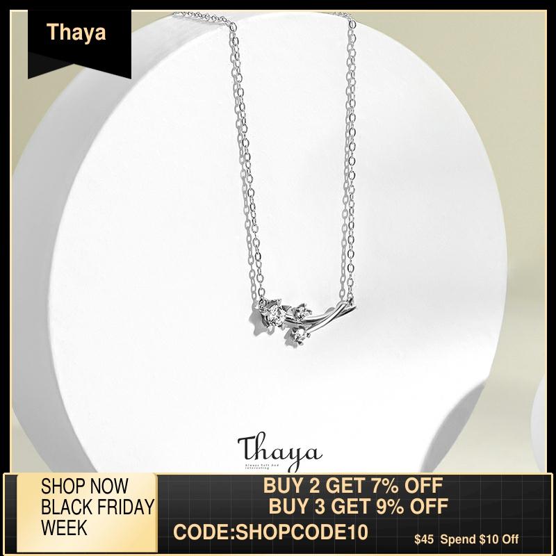 Thaya pissenlit fiançailles bijoux ensembles 100% 925 en argent Sterling Zircon blanc anneau collier ensembles pour les femmes élégant bijoux ► Photo 1/6