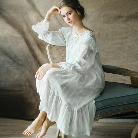 Robe de nuit en dentelle pour femmes, chemise de nuit princesse, Vintage, style victorien, luxueuse, à volants, vêtements de nuit ► Photo 1/5