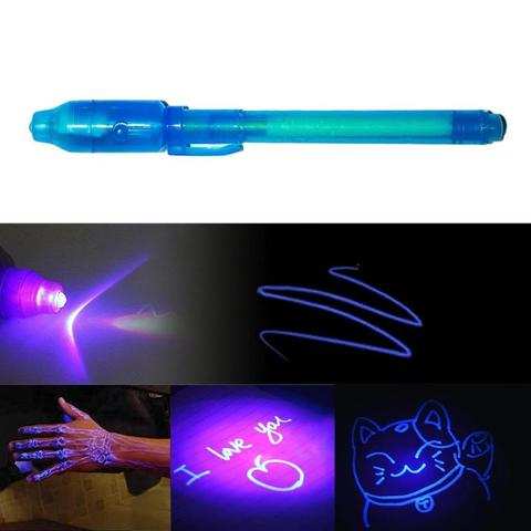 4/7 pièces 2 en 1 lumière lumineuse Invisible encre stylo UV vérifier argent lumière jouet enfants dessin stylos secrets enfants brillent dans le noir ► Photo 1/6