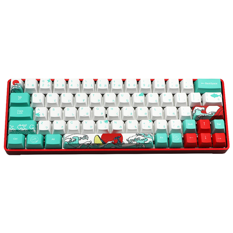 Mécanische – capuchons de clavier en pbt pour clavier, impression par sublimation, en mer de corail, dz60/poker/GK61/GK64, 71 touches OEM, caractère coréen et japonais ► Photo 1/6