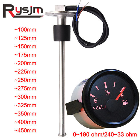 Jauge de niveau de carburant et d'eau capteur bateau moto voiture unité d'envoi de carburant 0 ~ 190 ohm/240 ~ 33 ohm avec 100mm 125mm ,150mm, 200mm,450mm ► Photo 1/6
