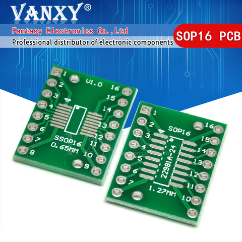 Carte de transfert TSSOP16 SSOP16 SOP-16 SOP16 à DIP16 DIP Pin Pitch Board, adaptateur PCB 10 pièces ► Photo 1/4