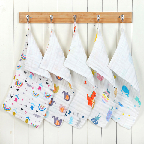 Mousseline coton bébé 6 couches serviette mouchoir coloré enfant essuyer tissu nouveau-né bébé visage serviette bavoirs alimentation bain Towelf pour les enfants ► Photo 1/6