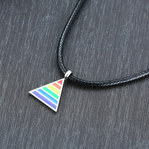Hommes arc-en-ciel Gay Gay LGBT Pride Triangle pendentif colliers pour femme avec 24 