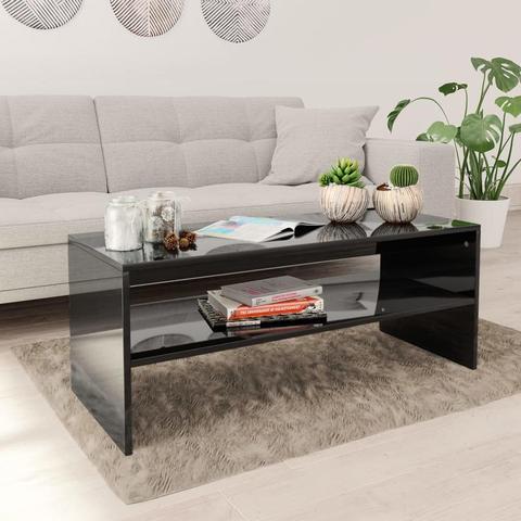 Table basse moderne avec une étagère Rectangle Table d'extrémité haute brillance Tables basses pour salon Table Simple Style nordique 3 couleurs ► Photo 1/6