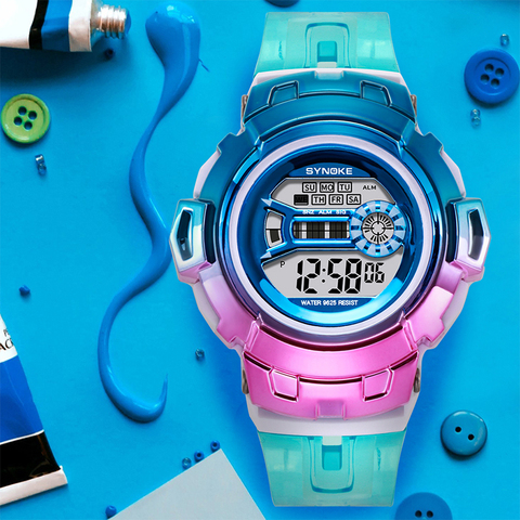 SYNOKE mode filles montre coloré dégradé électronique montre dames montres numériques multifonction robe fille fête Wacth horloge ► Photo 1/6