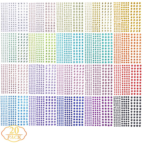 3300 pièces autocollants strass colorés auto-adhésifs-assortis 20 couleurs & 3 tailles-idéal pour bricolage, visage, Art, décoration, Festival ► Photo 1/6