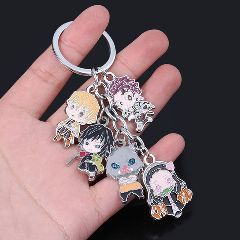 Porte-clés en métal avec personnages de dessin animé, Demon Slayer, Kimetsu no Yaiba Tanjirou Nezuko Agatsuma Zenitsu, pendentif, bijoux Cosplay, 2022 ► Photo 1/6