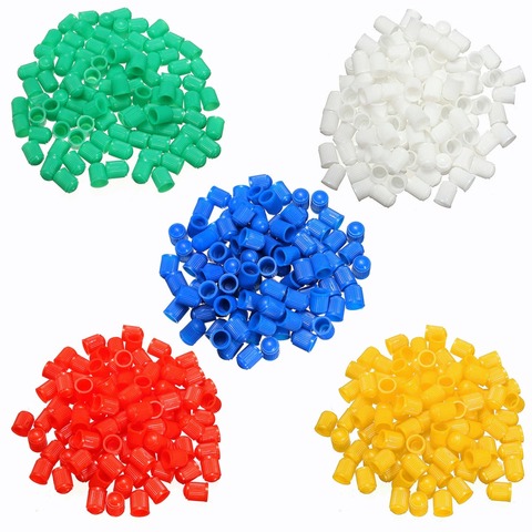 Nouveau 100 pièces 12*10*8mm en plastique pneu tige Valve bouchons anti-poussière blanc/bleu/rouge/jaune/vert capuchons anti-poussière pour voiture vélo moto ► Photo 1/6