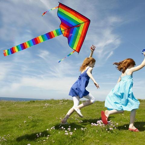 Cerf-volant arc-en-ciel, longue queue, en Nylon, jouets pour enfants de Surf, volants, 30m, avec cerf-volant, ligne d'extérieur pour enfants I3E5 ► Photo 1/6