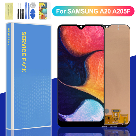 6.4 ''affichage pour Samsung Galaxy A20 A205 SM-A205F A205FN LCD écran tactile numériseur assemblée pour Galaxy A20 A205GN A205 ► Photo 1/6