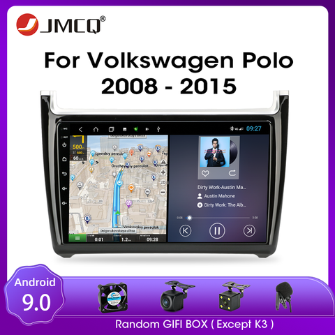 Autoradio JMCQ Andriod 9.0 RDS DSP pour Volkswagen Polo 2008-2015 lecteur multimédia GPS Navigaion 2 Din T9 4G + 64G écran divisé ► Photo 1/6