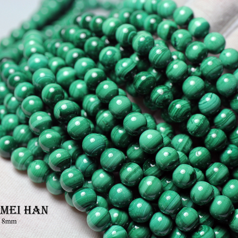 Meihan (1 brin) malachite naturelle 7.5-8mm lisse ronde perles populaires pierre pour la fabrication de bijoux conception bracelet à bricoler soi-même ► Photo 1/3