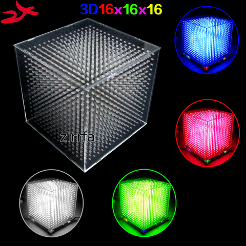 Bricolage mini 3D 16 lumière LED cubeed enregistrer l'animation à la carte SD/16x16x16 3D LED/Kits, affichage de LED 3D, cadeau de noël ► Photo 1/5