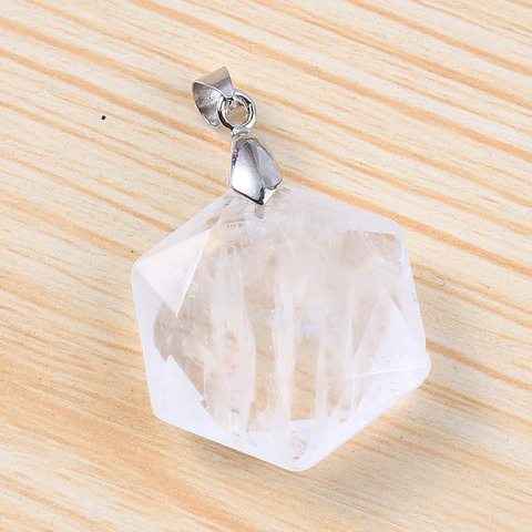 KFT argent plaqué naturel guérison cristal de roche hexagone Section étoile de David Reiki Quartz pierre pendentif femmes hommes bijoux ► Photo 1/4