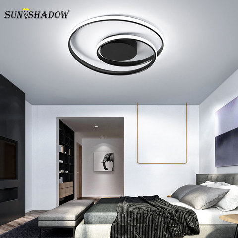 Luminaires plafond moderne à LEDs lumières noir et blanc Led lustre plafonnier pour chambre salon salle à manger Luminaires ► Photo 1/6