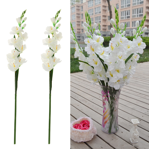 Fleurs artificielles en soie, 2 pièces, fleurs de Gladiolus avec tige pour Arrangement floral, décoration de mariage maison DIY ► Photo 1/6