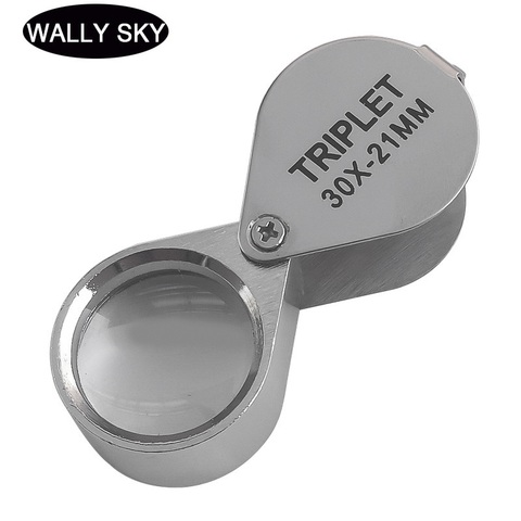 Magnifique Loupe de bijouterie pliante, Loupe Portable de poche de poche, grossissement 30X métal argent 30*21mm ► Photo 1/6