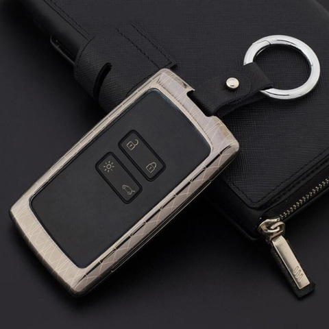 Support en alliage de Zinc + porte-clés en cuir, protecteur de voiture etui clés, pour Renault koleos Kadjar, avec étui pour clés de voiture ► Photo 1/6