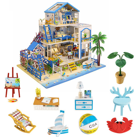 Différents Styles de meubles de maison de poupée bricolage Miniature 3D en bois Miniaturas maison de poupée jouets pour enfants cadeaux d'anniversaire ► Photo 1/6