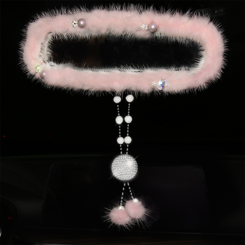 Suspension voiture miroir accessoires pour Grils femmes décoration intérieure rose Auto vue arrière couverture pour femmes Bling luxe ornement ► Photo 1/1