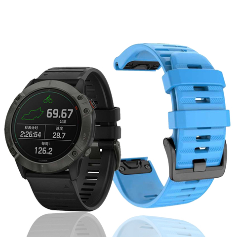 Bracelet de montre, en silicone, 26x22 mm, pour Garmin Fenix 5 5X 3 3 HR Fenix 6X 6 6S S60 MK1, dégagement rapide, Easyfit ► Photo 1/6