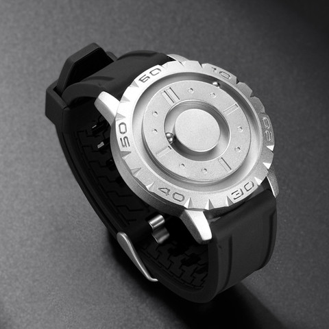 Montre magnétique de luxe pour hommes, à Quartz, en acier inoxydable, étanche, en Silicone, Sport ► Photo 1/6