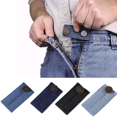 Lot de 4 rallonges de Jeans à boutons élastiques, extensibles, réglables, multi-usages, pour pantalons, Denim, bricolage, taille, vêtements, boucle, Extension instantanée ► Photo 1/5