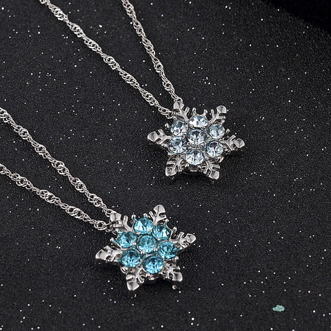 Breloque Vintage dame bleu cristal flocon de neige Zircon fleur colliers et pendentifs bijoux cadeau pour les femmes filles en gros ► Photo 1/6