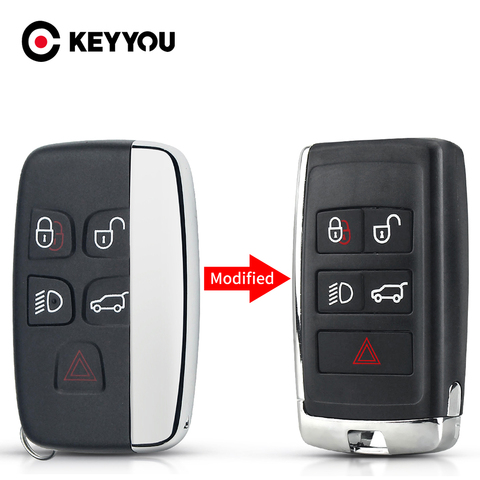 Coque de clé à distance KEYYOU pour Land Rover Range Rover Discovery 4 LR2 LR4 Sport pour Jaguar f-pace f-type XE XF XJ Samrt 5 boutons ► Photo 1/6