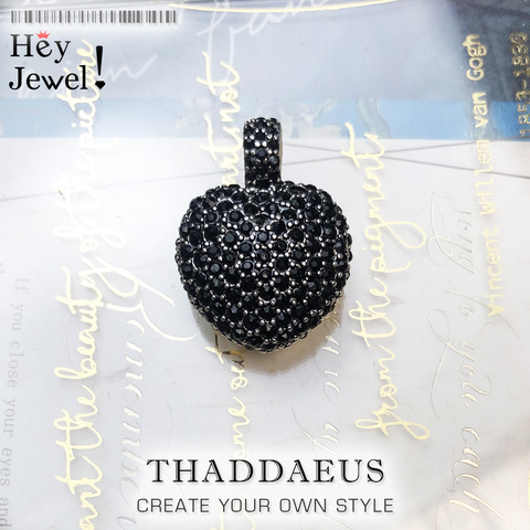 Pendentif coeur noir pavé, 2022 hiver à la mode flambant neuf mode Glam 925 Bijoux en argent Sterling Europe Bijoux cadeau pour femme ► Photo 1/6