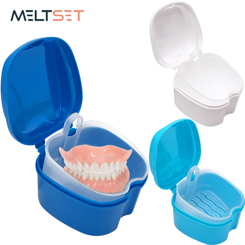 Étui à dentier avec panier de rangement pour dentier, boîtier organiseur nettoyage pour dentier fausses dents, dents artificielles ► Photo 1/6