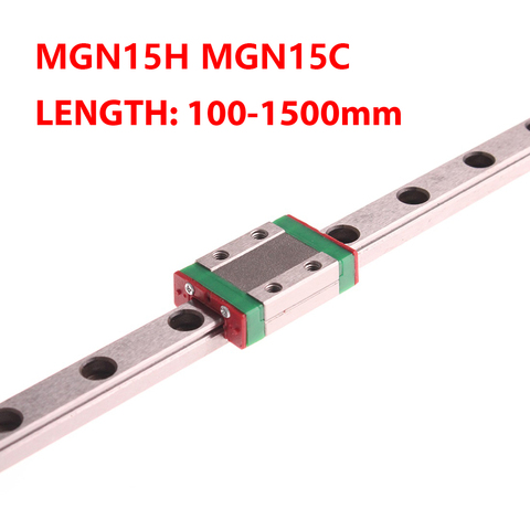 Rail linéaire Miniature, CNC pièces MGN15 350 400 450 500 800 900 1000mm, 1 pièce Guide linéaire MGN + 1 pièce MGN15H ou MGN15C chariot ► Photo 1/6