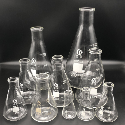 Épaissir verre Erlenmeyer fiole de laboratoire fiole conique Borosilicate 3.3 haute température résistance verre à mesurer ► Photo 1/6