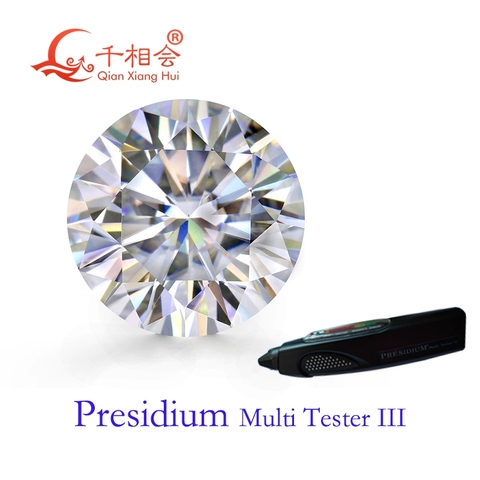 Pierre moissanites de 5mm à 12mm de couleur DF blanc, forme ronde brillante, coupe ample, peut passer le presidium 3 stylo testeur ► Photo 1/4